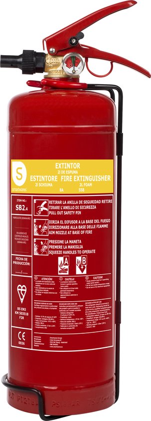 Extincteur Smartwares 2L FEX-15222 - SB2.4 - Extincteur à mousse - Matériel de fixation inclus