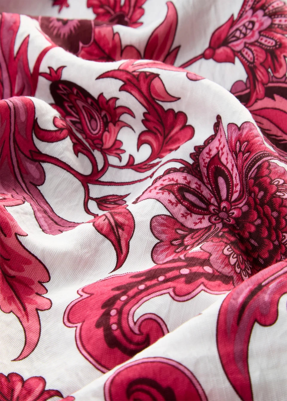 Jupe longue Bonprix en mélange de viscose souple - Coupe classique - Motifs floraux rouge érable/blanc laine