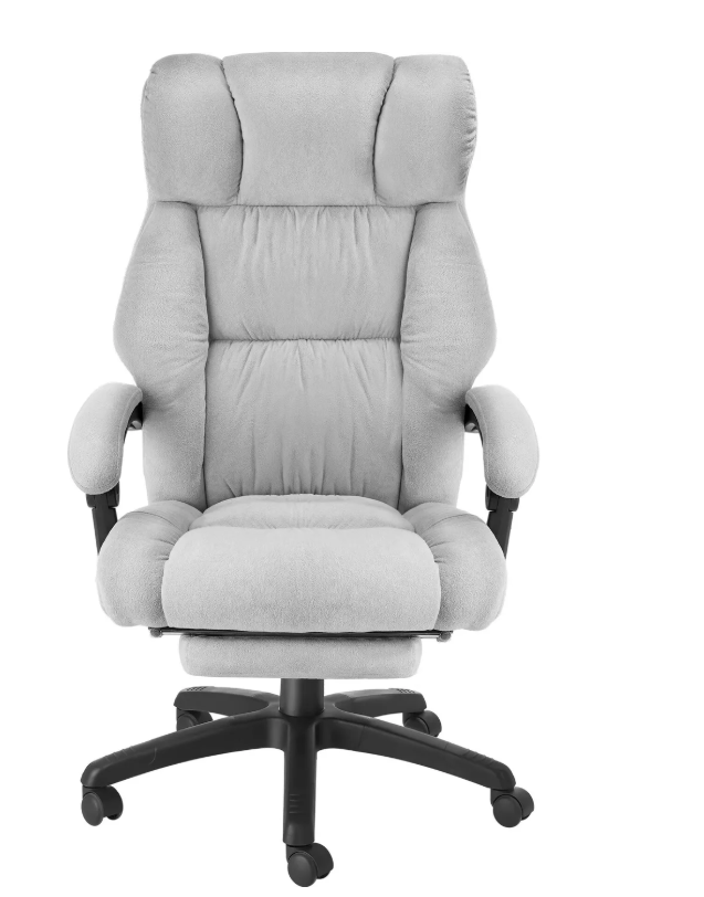 tectake Siège de bureau Jillien avec repose-pieds - Ergonomique - Velours - Gris