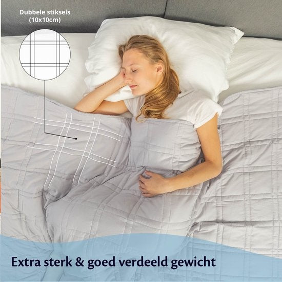 Ella® Couverture lestée 7kg - 150 x 200cm - Couverture lestée - OEKO-TEX Coton - Gris clair