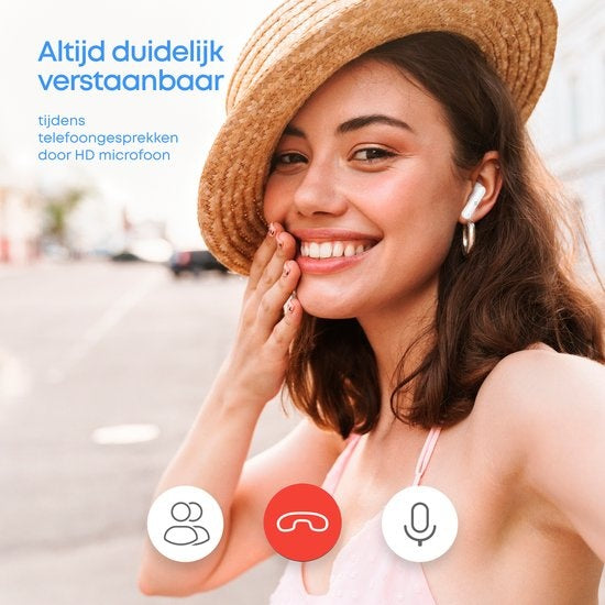 SoundFront Pro Wireless Earbuds - Ecouteurs Bluetooth - Earpods - Convient à Apple et Android - Blanc