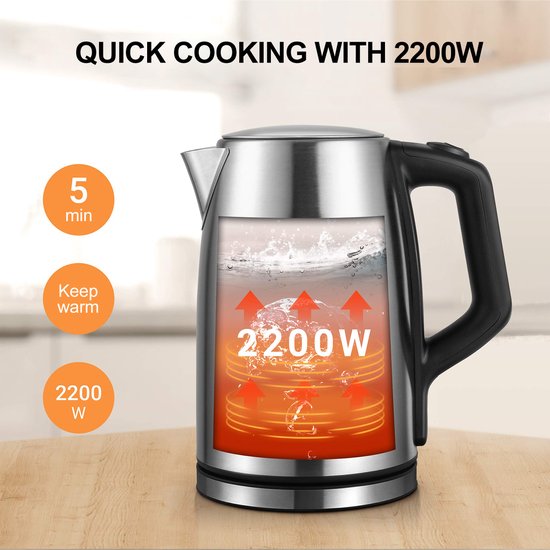 Bouilloire Midea MK-17S30B2-E5 - 6 températures de cuisson - 1,7 L - acier inoxydable