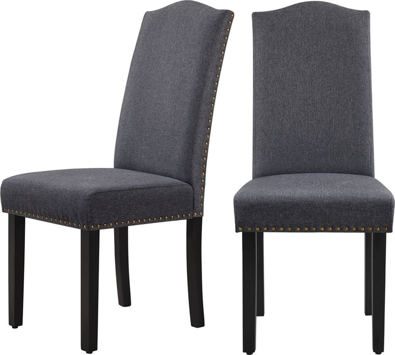 Yaheetech, lot de 2 chaises de salle à manger - Chaise de cuisine à dossier haut - Pieds en bois massif - 45,5 x 62 x 103 cm - Gris foncé