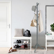 Porte-manteau avec 8 crochets 175 cm Bois Hauteur réglable Porte-manteau pour Chambre à coucher Salon Gris/Brun/Noir