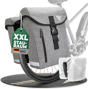 MIVELO Sac à vélo double - imperméable et avec housse de pluie réfléchissante - 36 litres - gris