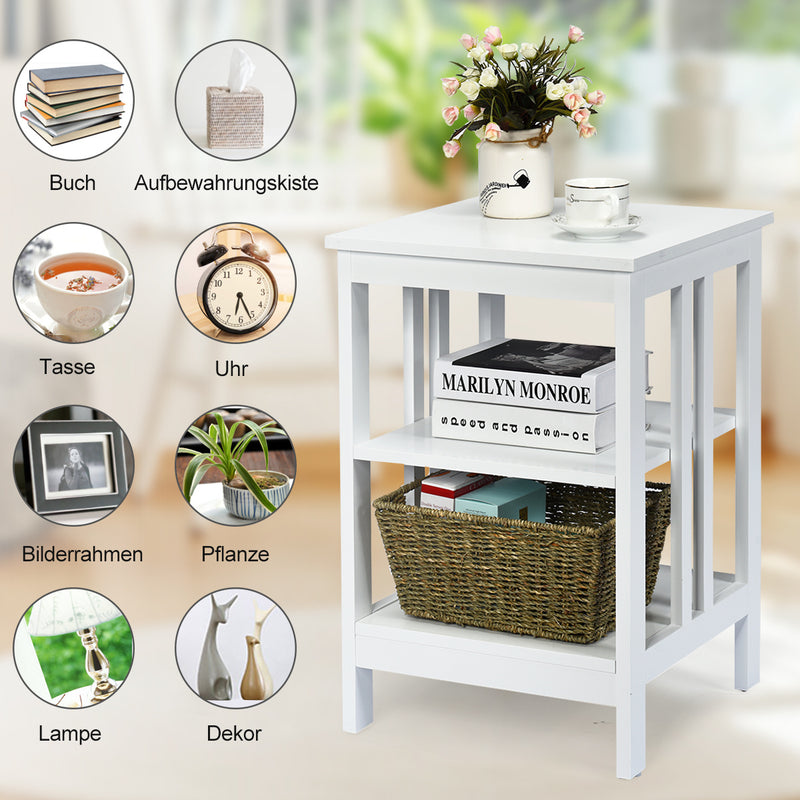 Coast Table de chevet 3 jours Table basse Sofatic pour les chambres 40 x 40 x 61 cm blanc