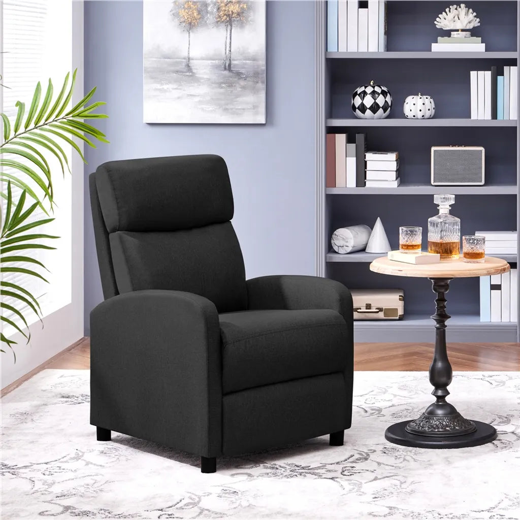 Fauteuil de détente Yaheetech – Noir – 87 x 61,5 x 99 cm – Fauteuil inclinable avec repose-pieds