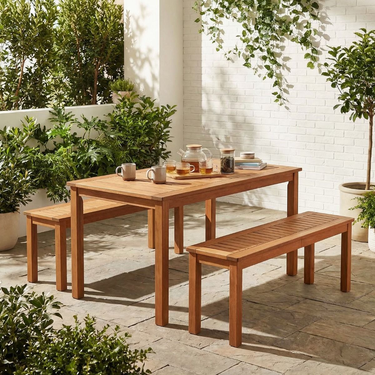 Banc de jardin Coast pour 2 personnes - bois massif - assise à lattes - couleur naturelle - 120 cm