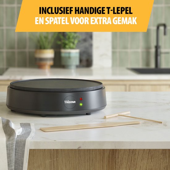 Appareil à crêpes Tristar - BP-2627 - 1200 W - Crêpière - 30 cm - Noir
