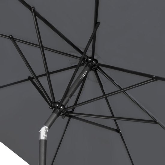 VONROC Premium Parasol à manche Recanati Ø300cm - Housse de protection incluse - Parasol rond - Inclinable - Toile résistante aux UV - Gris