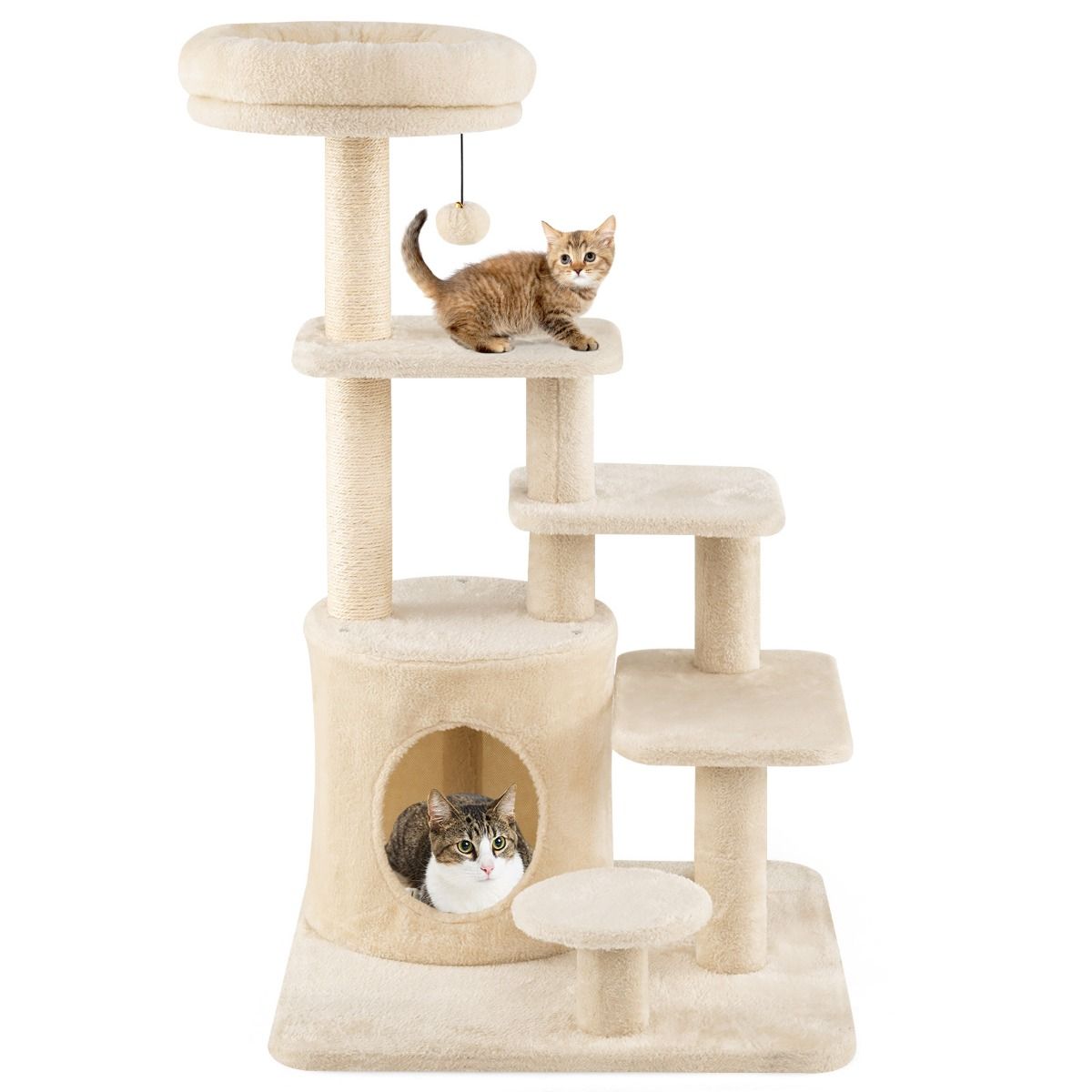 Arbre à chat Coast - plusieurs étages - poteaux à griffer en sisal - beige/gris - 102 cm