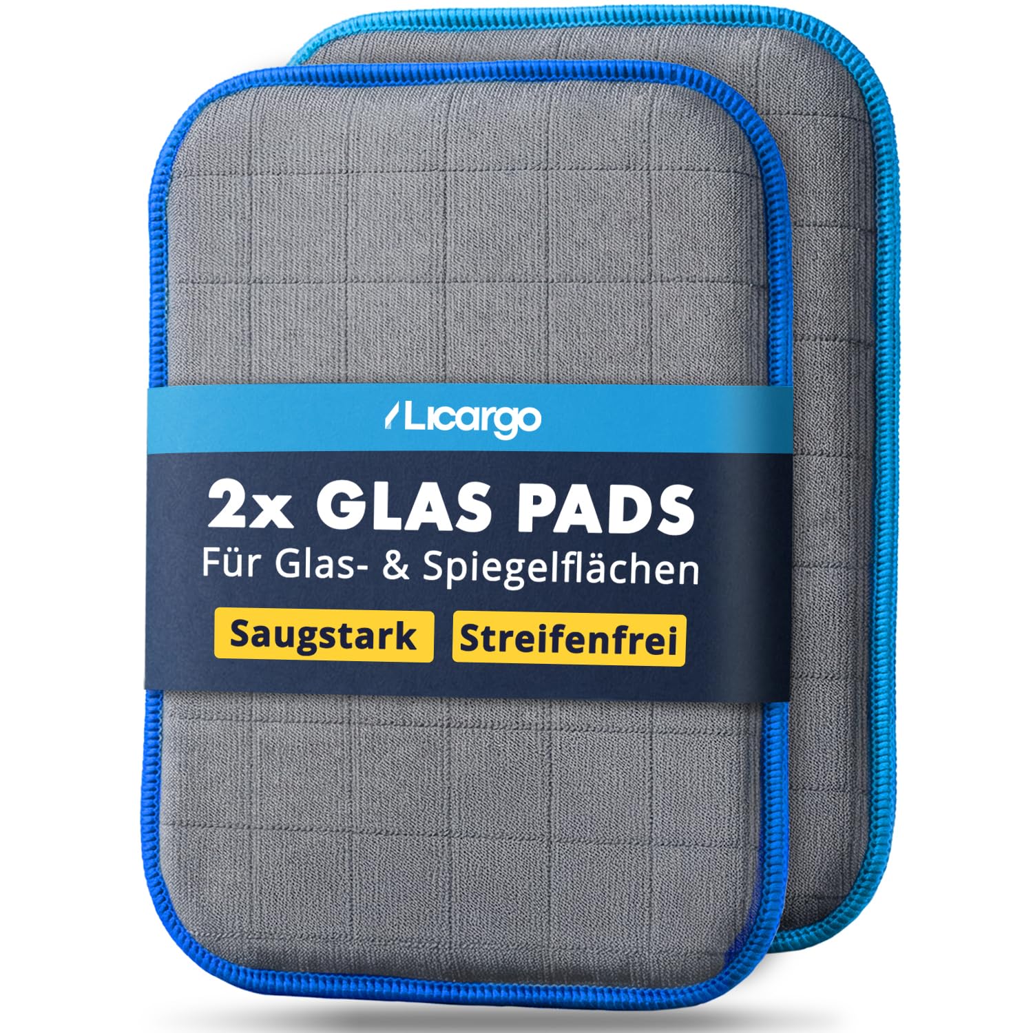 Licargo, lot de 2 chiffons de nettoyage pour vitres - chiffon en microfibre 16 x 22 cm - ne laisse pas de traces, pour vitres de voiture et rétroviseurs