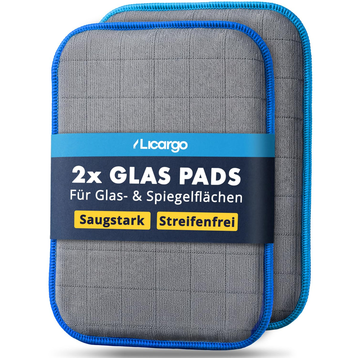 Licargo, lot de 2 chiffons de nettoyage pour vitres - chiffon en microfibre 16 x 22 cm - ne laisse pas de traces, pour vitres de voiture et rétroviseurs