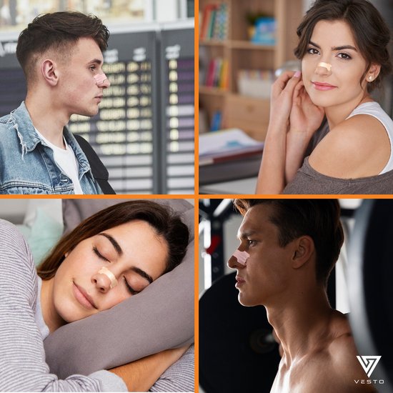 Vesto® 100 Pieces Anti Snore Plasters - Bandelettes nasales - Ronflement - Écarteur nasal - Produits pour un meilleur sommeil - Plâtres nasaux pour la nuit