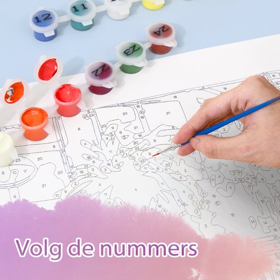 Rubye® Painting By Number Adults - Canal House - Peinture et pinceaux inclus - Toile à peindre - Colour by Number - 40x50cm