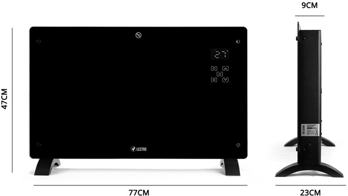 Panneau chauffant Vlectro mince avec minuterie réglable - 77 x 23 x 47 cm - 2000W-  Noir