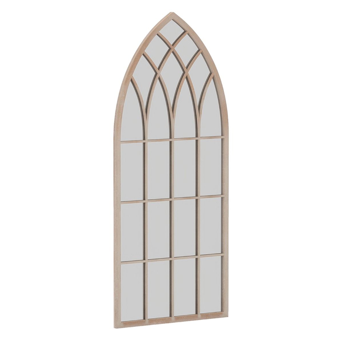 Miroir « Coast » en forme de châssis de fenêtre - miroir mural incurvé - cadre métallique - gris rustique - 115 x 50 cm