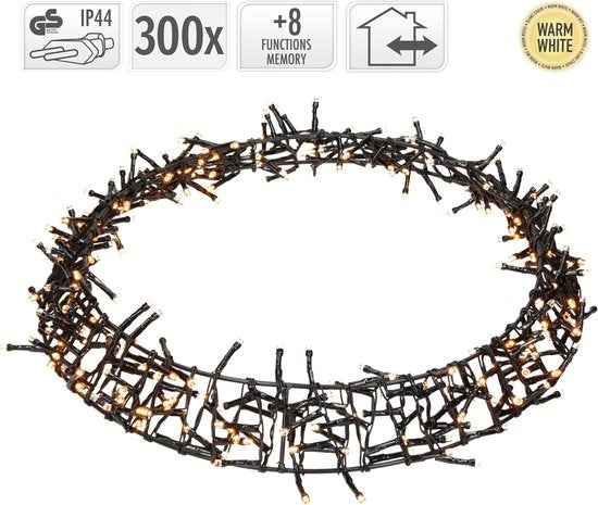 H&S - Couronne de Noël - Anneau - ˜38cm - 300led - Extra Warm White - 8 réglages