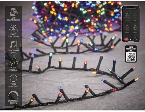 Guirlande lumineuse de Noël Luca Smart Lighting Snake avec 1 500 LED – L 3 000 cm – Multicolore