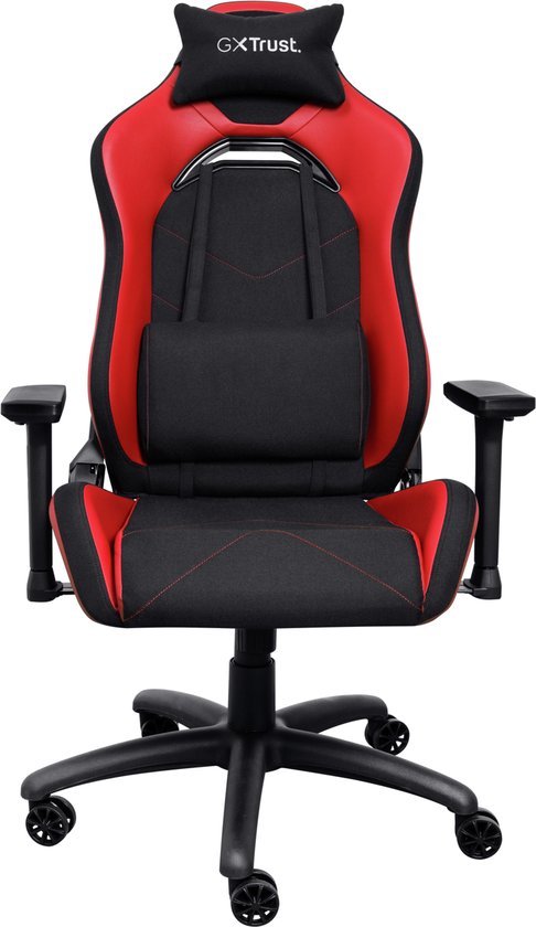 Trust GXT 714R Ruya - Fauteuil gaming ergonomique - Accoudoirs 3D - Tissu respirant et cuir PU - Jusqu'à 150 kg - Rouge