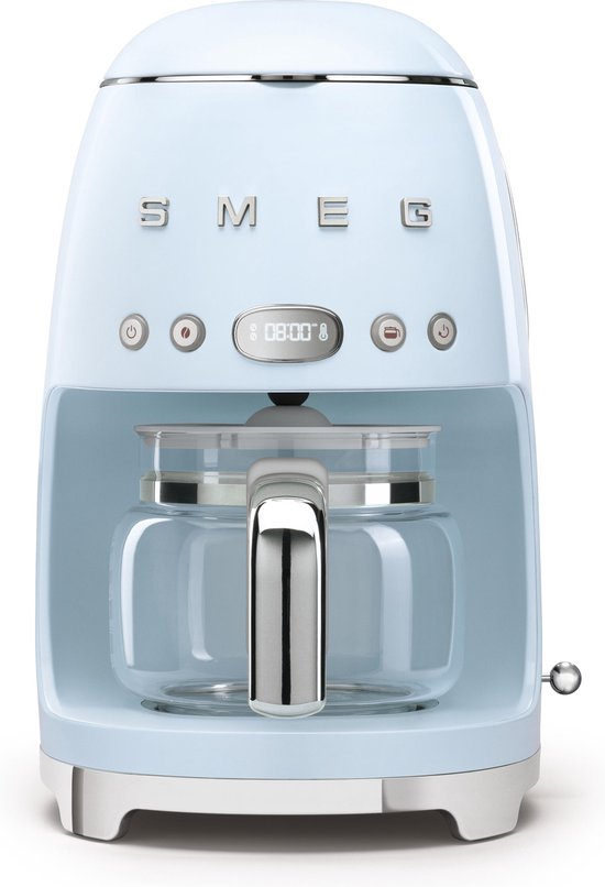 Cafetière à filtre SMEG DCF02PBEU - Cafetière - 10 tasses - Fonction de maintien au chaud 40 min - Réglage de l'arôme - Fonction de démarrage programmable - Style années 50 - Bleu pastel