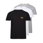 T-shirts Lee Crew à col rond - Lot de 3 - 100 % coton - Noir/Gris/Blanc - Taille M