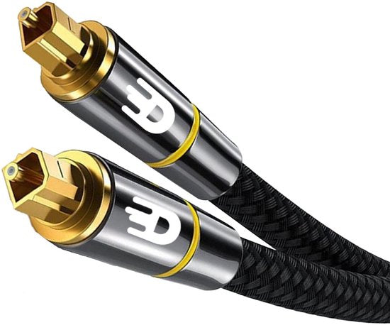 Drivv. Câble optique Toslink Premium en nylon - Câble audio optique - Câble audio optique - Barre de son - Mâle-mâle - 10 mètres - Argent