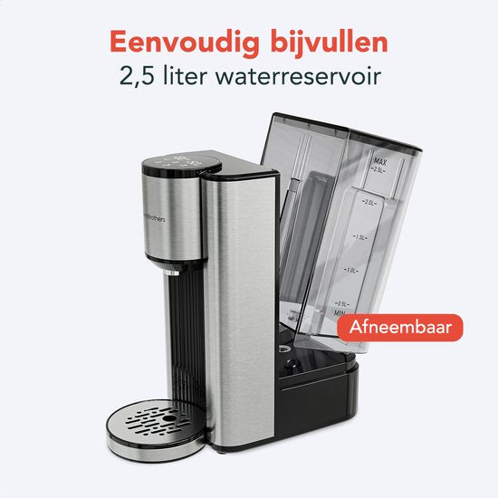 KitchenBrothers Distributeur d'eau chaude - Robinet d'eau chaude - 40-100°C - 150/250/300 ml - Bouilloire instantanée - 2.5L - Noir