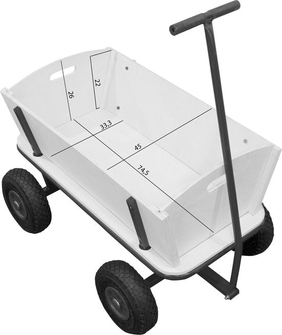 Sunny Billy Beach Wagon Chariot Vert - Bois brut - Chariot avec pneus - 94x61x97cm