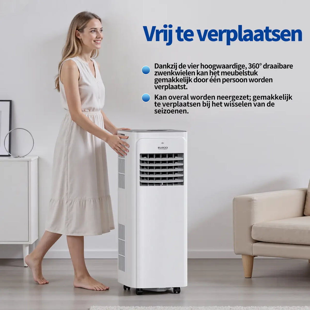 Climatiseur mobile ELECCI 9 000 BTU avec télécommande et minuterie