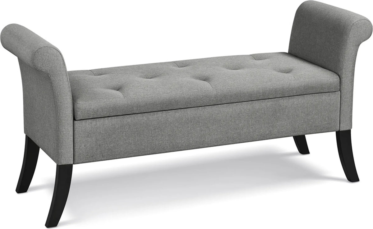 Yaheetech Banquette avec rangement et accoudoirs - 131 x 43,5 x 64,5 cm - Gris clair