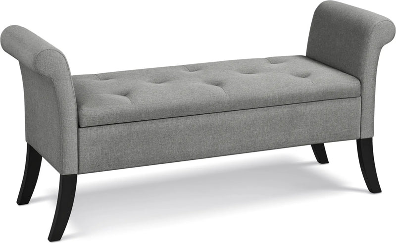 Yaheetech Banquette avec rangement et accoudoirs - 131 x 43,5 x 64,5 cm - Gris clair