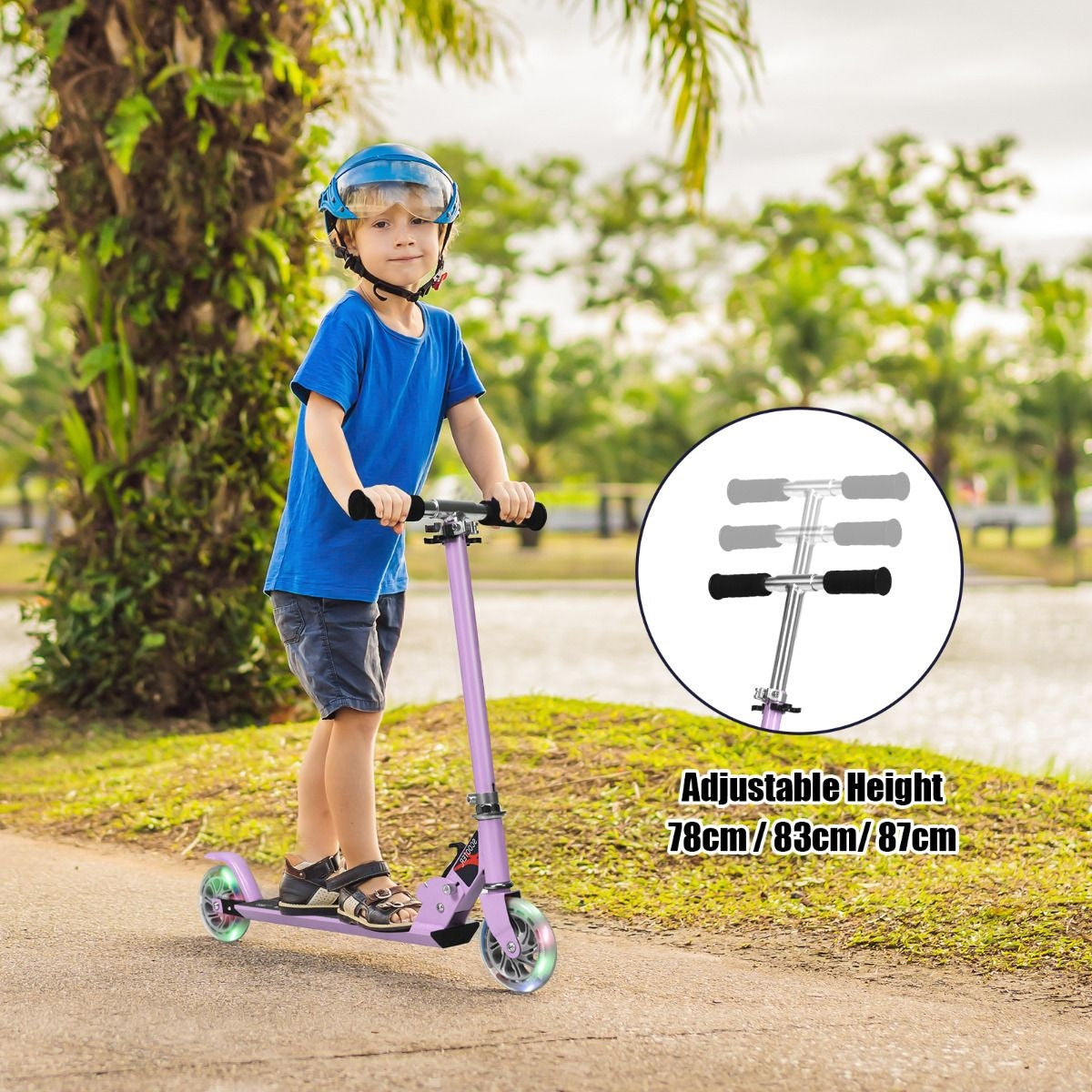 Trottinette Coast pliable à hauteur réglable avec 2 roues clignotantes pour enfants à partir de 4 ans violet