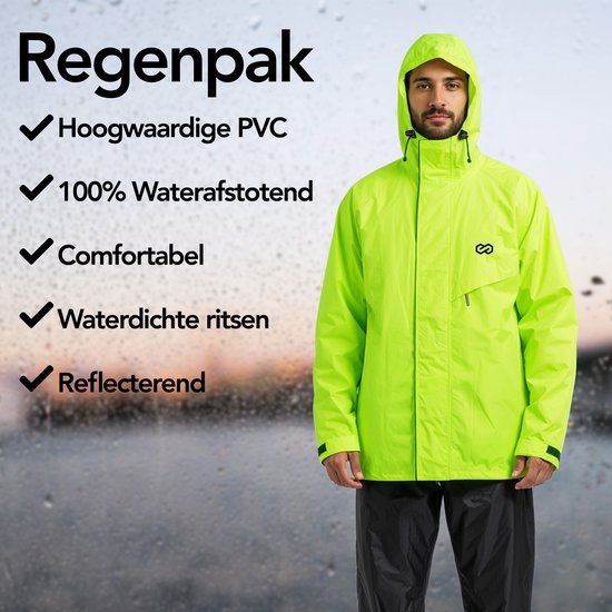 Infinity Goods Combinaison de pluie Nikki - Femme et Homme - Taille M - Imperméable et respirante - Réfléchissante - Jaune fluo