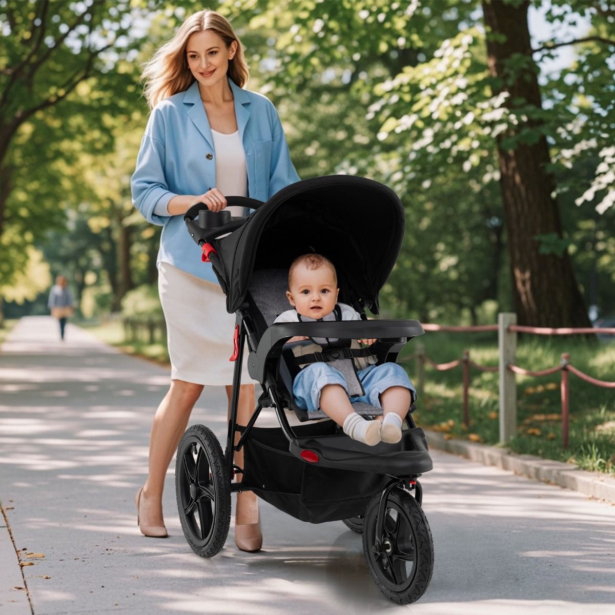 Poussette de jogging Coast - Poussette pliable - Capote réglable - Siège inclinable - Noir