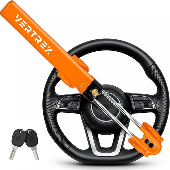 Antivol de direction Vertrex pour voiture - Antivol - Universel pour voiture et camping-car - Dissuasion visuelle - avec 2 clés