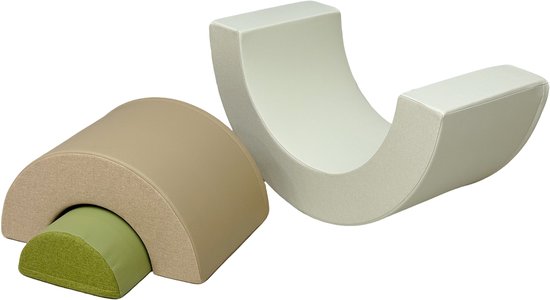 Blocs en mousse Sunny Seli Rainbow – Blocs souples pour grimper, empiler et jouer – Beige, marron et vert – Blocs en mousse Softplay – Jouets Montessori – Lot de 3 – À partir de 12 mois – Jouer et apprendre en toute sécurité