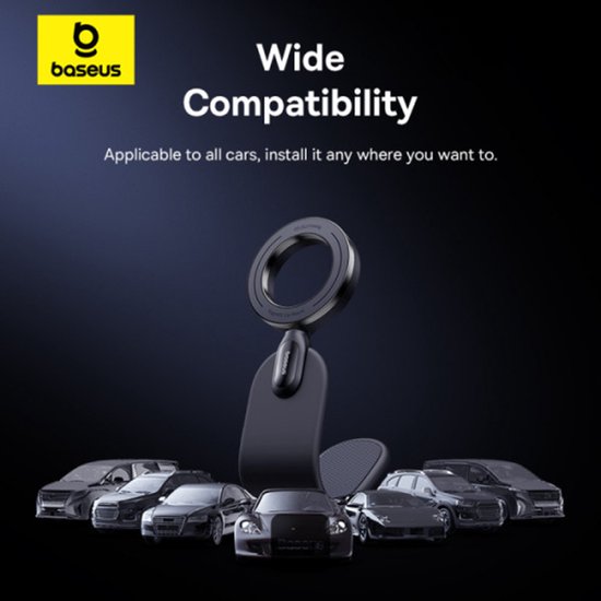 Baseus C02 Go - Support magnétique pour téléphone à fixer sur le tableau de bord - Compatible avec MagSafe - Pliable - Réglable - Noir