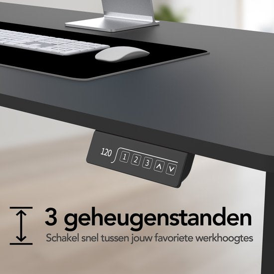 Bureau assis-debout Infinity Goods à réglage électrique - 140 x 60 cm - Fonction mémoire - Noir