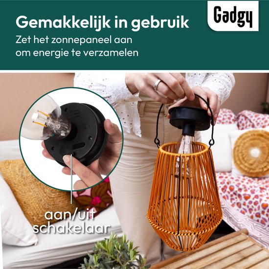 Gadgy Lampe solaire de jardin en rotin marron - Lampe solaire de jardin - Lampe solaire de table avec connexion USB - Lampe d'extérieur - Statue de jardin - Lanterne de jardin avec capteur jour/nuit - Eclairage pour l'extérieur - Lanterne de jardin