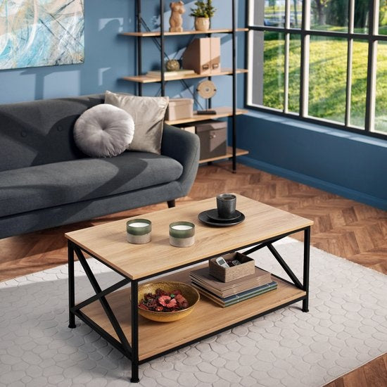 tectake® - Table basse table d'appoint Pittsburgh industriel brun clair - 100 x 55 x 45,5 cm - 404438