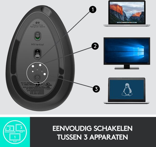 Logitech MX Vertical - Souris ergonomique sans fil - Gris