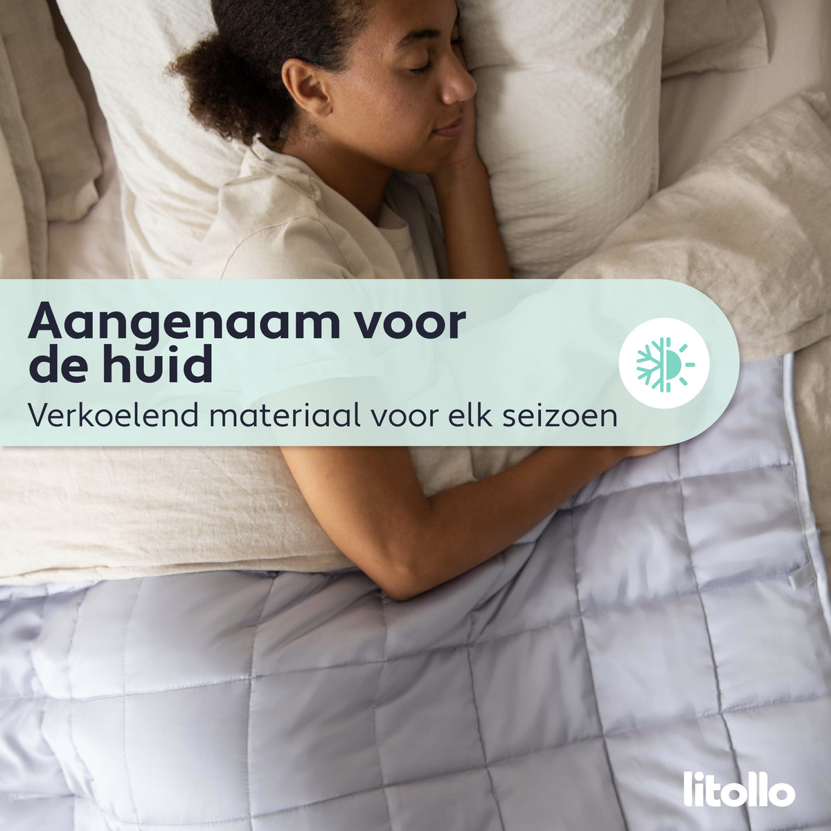 Litollo Bamboe Verzwaringsdeken 6 kg - Weighted blanket 150x200 cm - Grijs Zwaartedeken eenpersoons - Verzwaringsdekens te gebruiken met eigen dekbedovertrek - Verzwaarde deken - 4 seizoenen - Gewichtsdeken