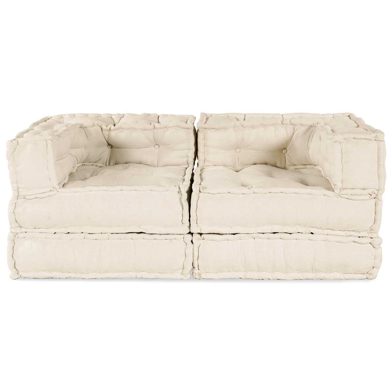vidaXL Canapé d'angle modulaire 2 pièces – Couleur crème – Pour l'intérieur et l'extérieur – 140 x 70 x 56 cm