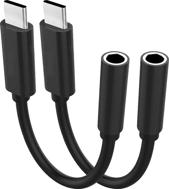 Techvavo® Lot de 2 - Adaptateur USB-C vers AUX 3,5 mm - Connecteur Type-C vers AUX - USB-C vers prise casque - Prise audio vers USB-C - Prise audio 3,5 mm - Prise audio USB-C - Câble audio - Compatible avec Samsung
