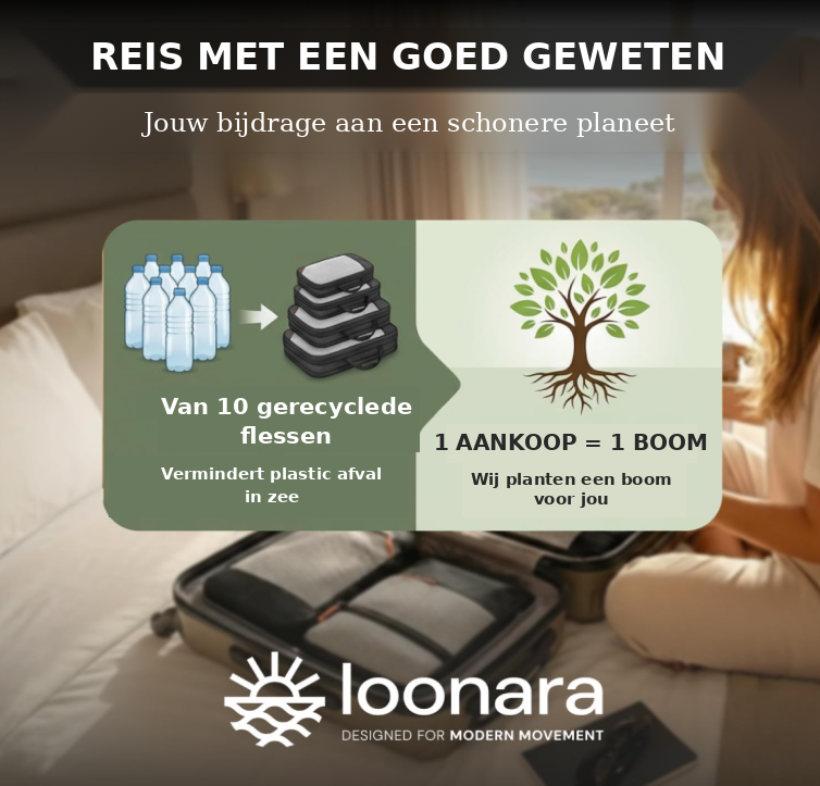 Lot de 3 cubes de rangement compressibles LOONARA Travel, beige, 35 x 28 x 10 cm
