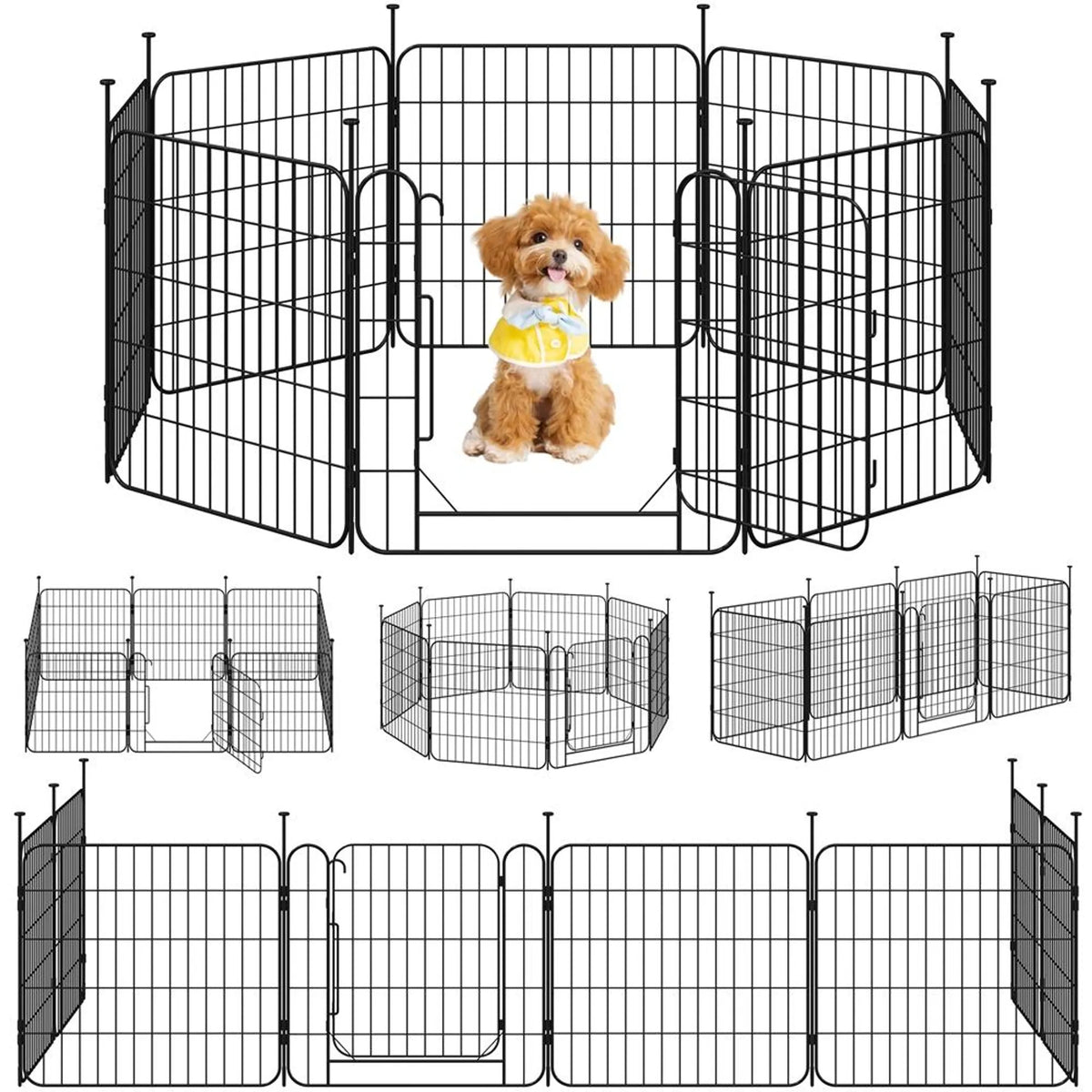 Yaheetech : enclos pour chien sûr et modulable, composé de 8 éléments, 60 cm – Noir mat – Métal
