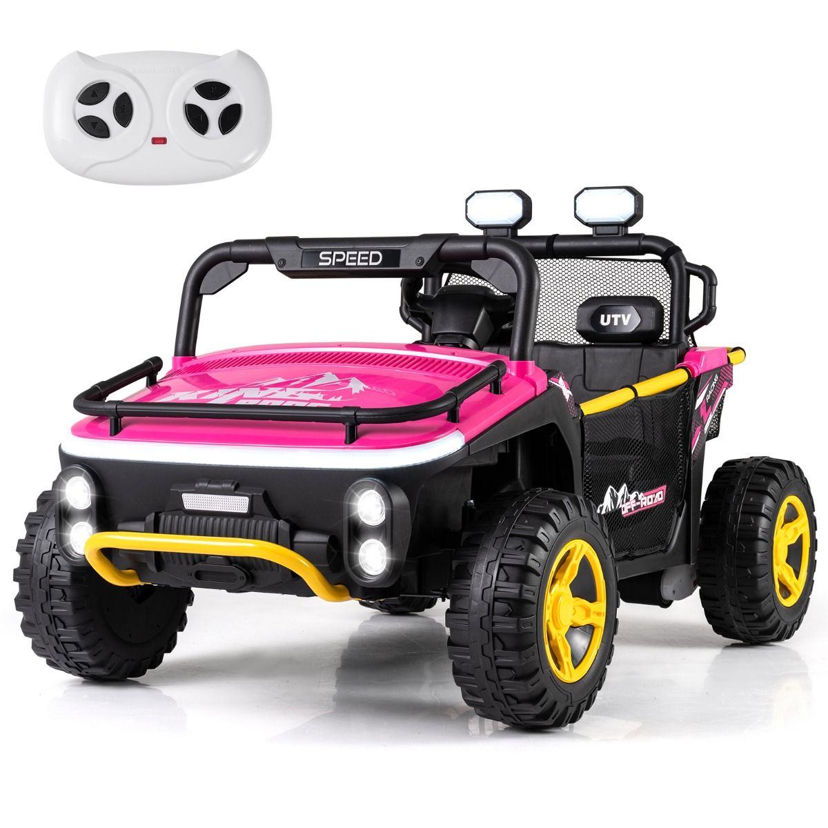 Voiture pour enfants Coast avec télécommande - 2 places - musique et éclairage LED - noir