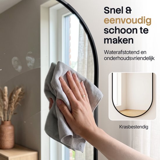 Miroir mural Infinity Goods ovale - 160 x 50 cm - Miroir design - Miroir à fixation murale - Bordure métallique - Style moderne - Miroir de dressing - Noir