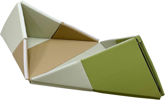 Ensemble de jeu Sunny Davi Foam – Tapis en mousse pliable – Kit de construction, tente et tapis de jeu – Tente de jeu en beige et vert – Softplay – Jouets Montessori – À partir de 12 mois – Jeu en toute sécurité